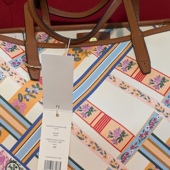 NWT Tory Burch - Kerrington Square Tote in Ribbon Weave Bias Allover Style 82352 - Picture 3 of 8